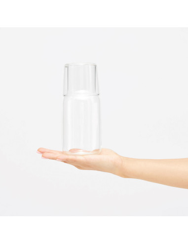 Jarra de vidrio con vaso de cristal CALMY