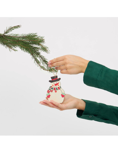 Colgante/Regalo, árbol de navidad WOODEN SNOWI