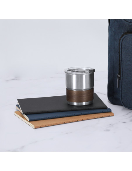 Vaso Gasking de acero inoxidable y madera con tapa hermética