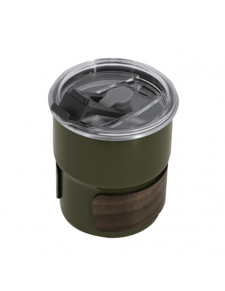 Vaso Gasking de acero inoxidable y madera con tapa hermética