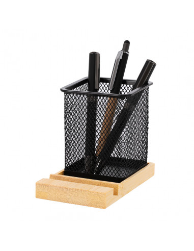 Porta Lápices Manish metálico con base de bambú...