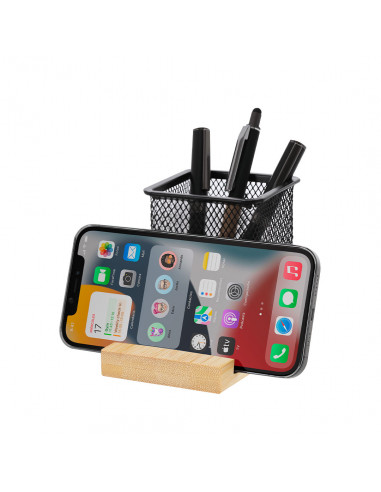 Porta Lápices Manish metálico con base de bambú...