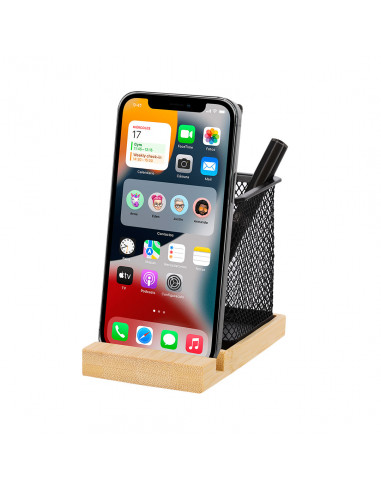 Porta Lápices Manish metálico con base de bambú...