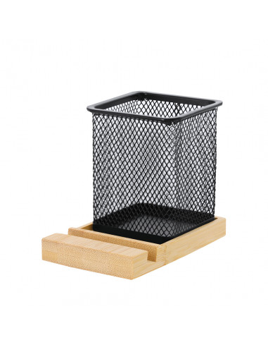 Porta Lápices Manish metálico con base de bambú...