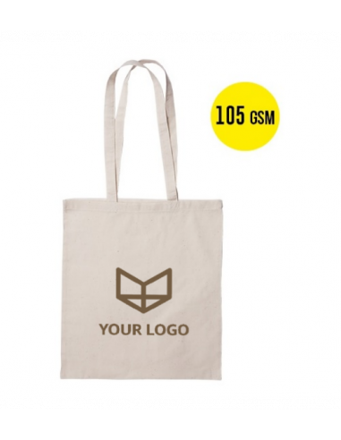 100 Bolsas Asas Largas Algodón con Grabación a...