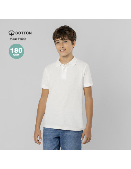 Polo Niño Blanco Charles en Algodón de 180 g/m2