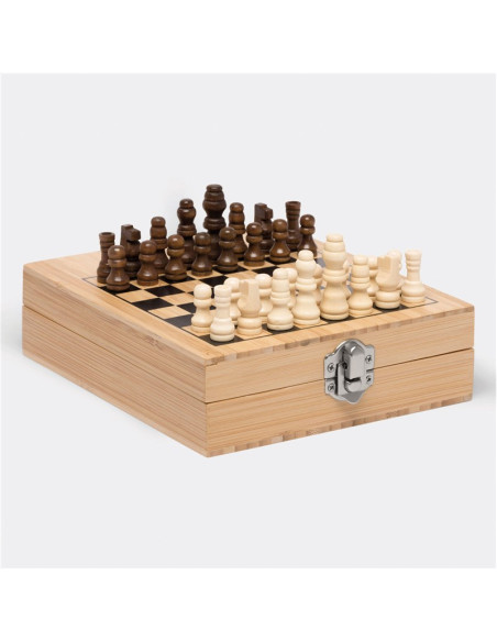 Set de vino BAMBOO CHESS con juego de ajedrez