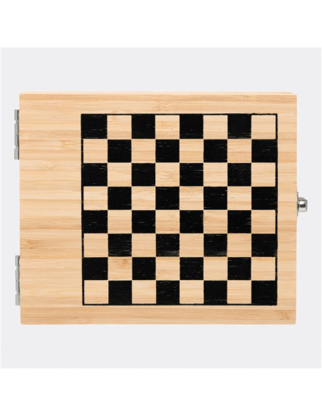 Set de vino BAMBOO CHESS con juego de ajedrez