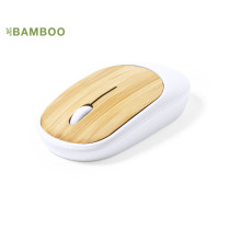 Ratón Óptico Inalámbrico Publicitario de ABS y Bambú