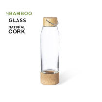 Botella Publicitaria de 470 ml en Cristal, Corcho y Bambú